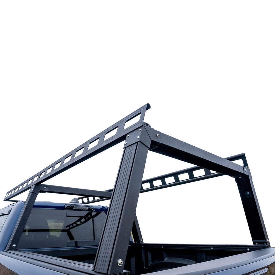 Heavy Duty Black Horse Ladder Rack Over Cab System 6.5' Bed Black Powder Coated Compatible with All 3/4-ton Trucks with 6.4ft to 6.7ft Bed Length Not Compatible with tonneau covers-CSFRHD65B