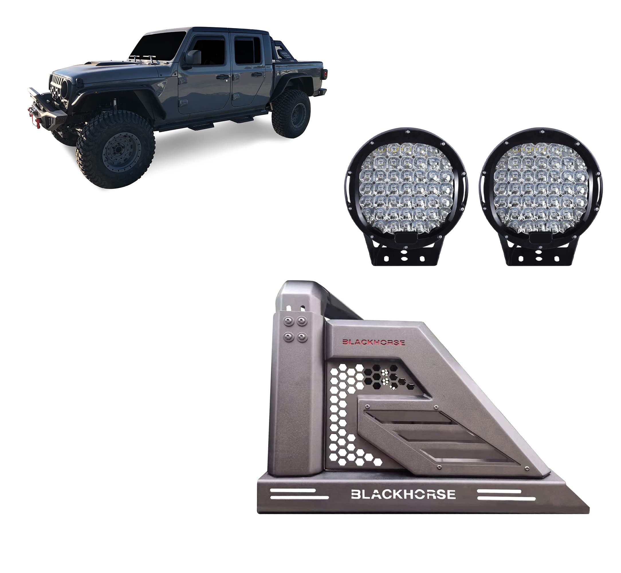 Armour II Roll Bar Kit Black Horse Off Road Compatible with 2019-2025 Jeep Gladiator-AR2-09B-PL69B