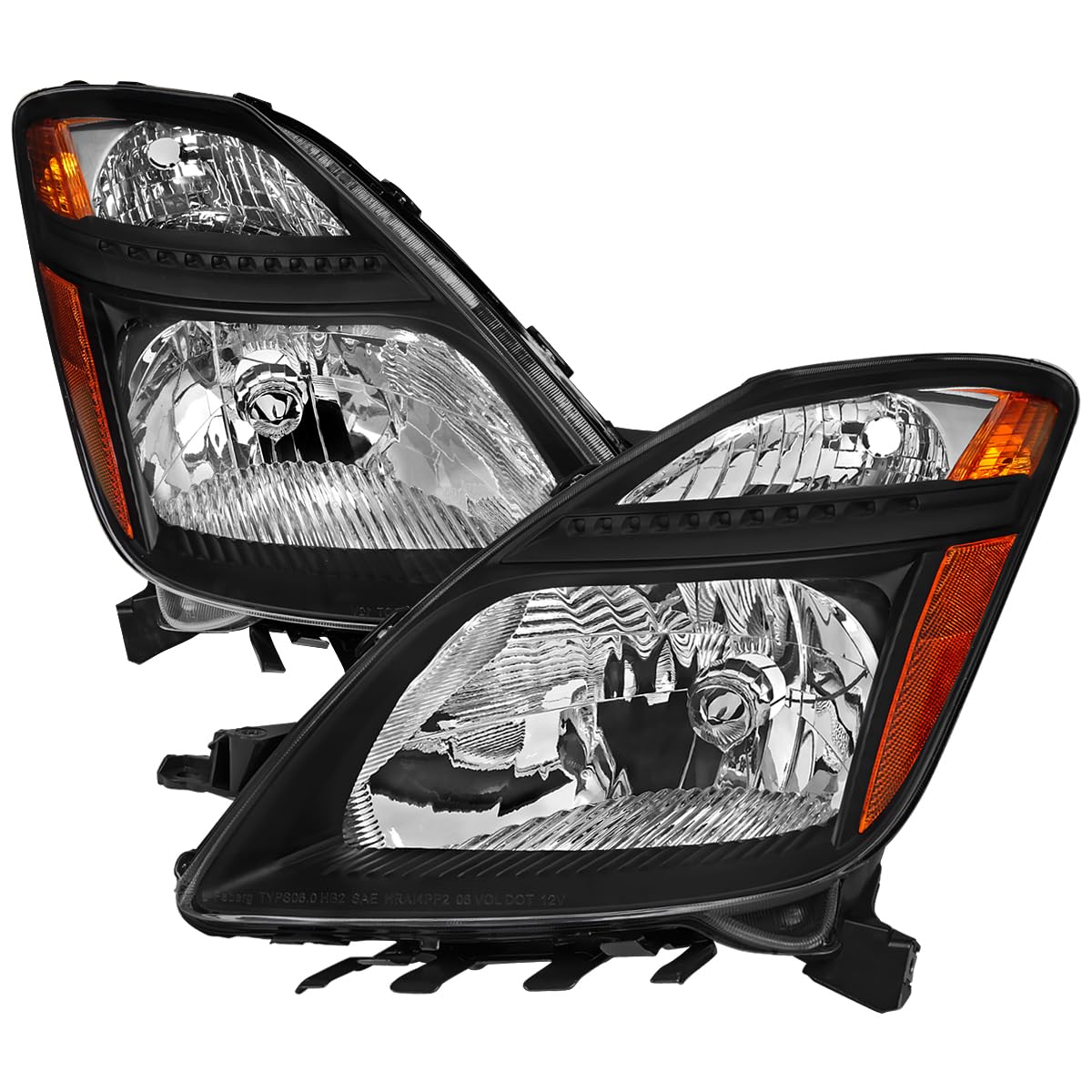 Black Headlights SPEC-D TUNING Compatible with 2006-2009 Toyota Prius, Left + Right Pair Headlamp Assembly