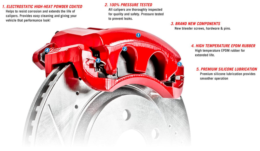 Power Stop S1334 Front Pair of High-Temp Red Powder Coated Calipers For Acura CL 1997-1999, Honda Accord 1990-1997 [Model Specific]