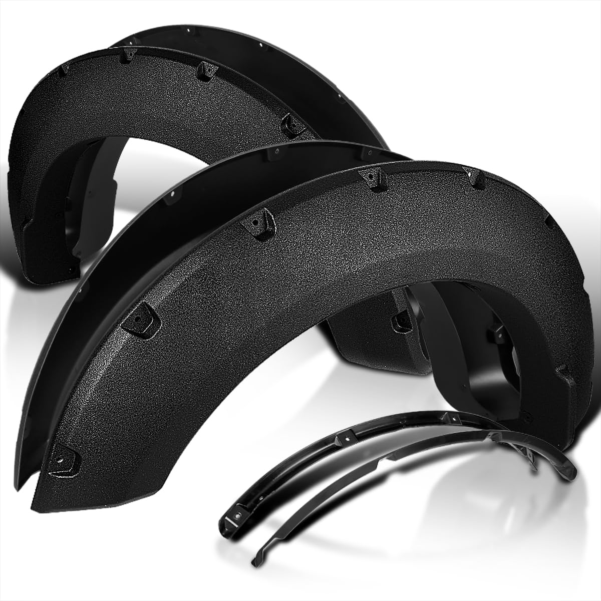 Pocket Rivet Rough Textured Fender Flares SPEC-D TUNING Compatible with 2017-2020 Ford F-250, F-350 Super Duty, 4 Pcs