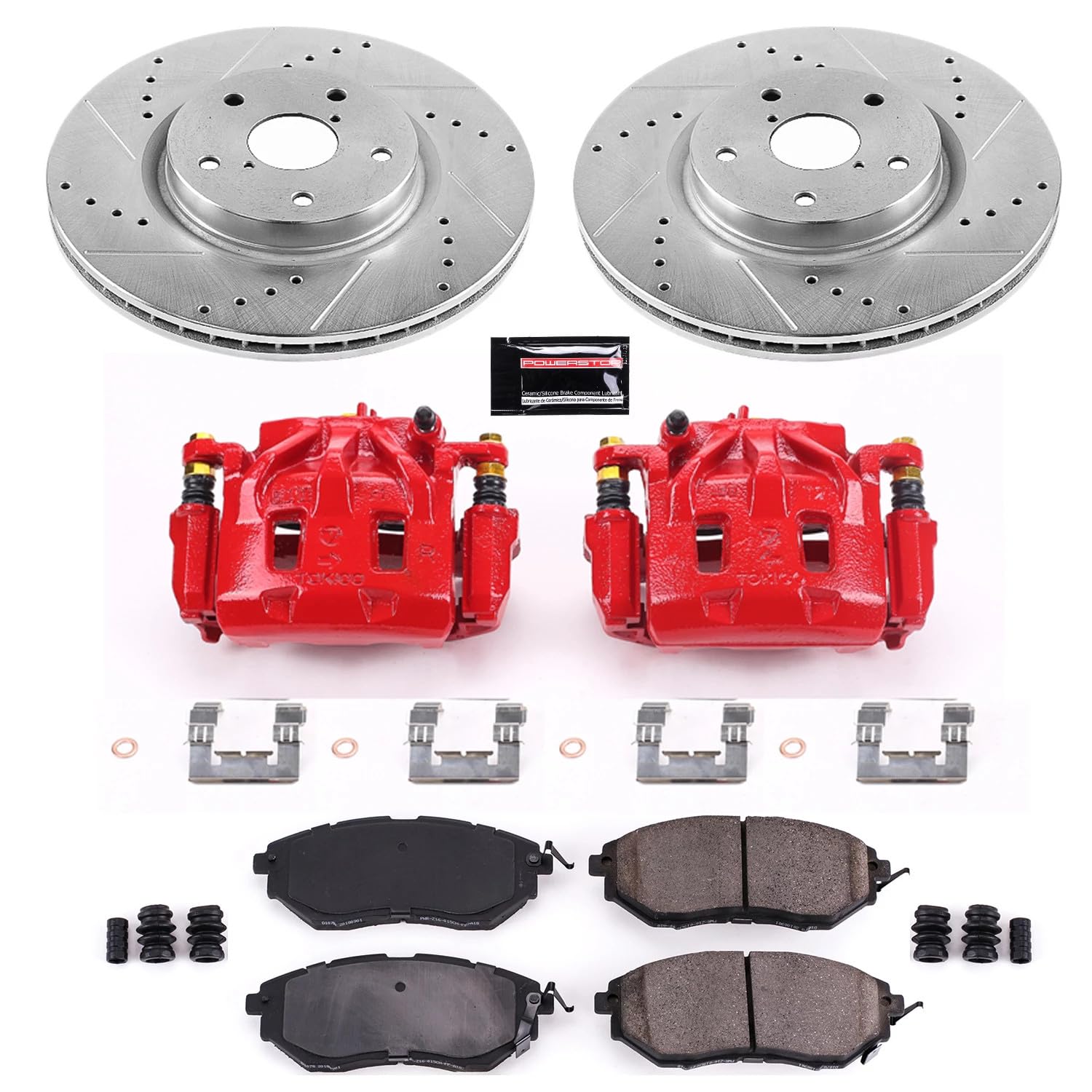 Power Stop Z23 Evolution KC4603 Front Brake Caliper Kit- Brake Rotors, Brake Pads, Brake Calipers For Subaru B9 Tribeca, Subaru Legacy, Subaru Outback, Subaru Tribeca, Subaru WRX [Model Specific]