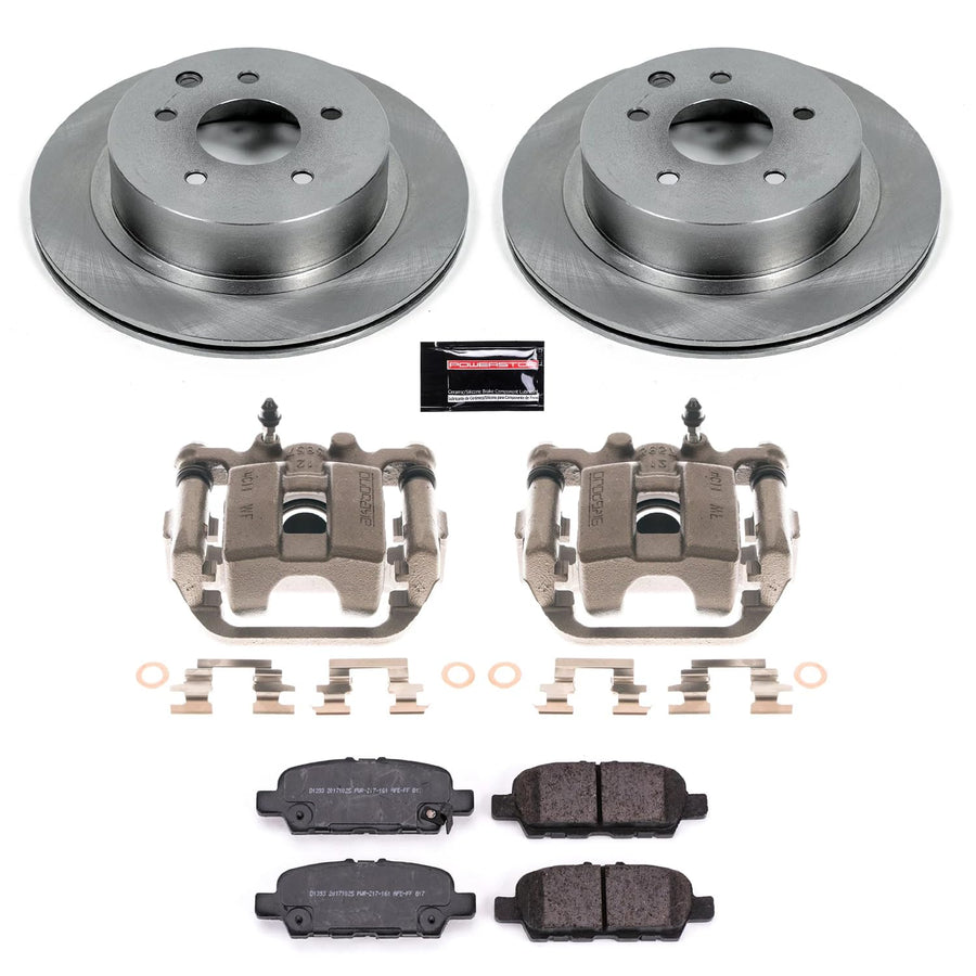 Power Stop KCOE6761A Replacement Autospecialty Rear Brake Caliper Kit- OE Brake Rotor, Brake Pads & Calipers For Nissan LEAF, Nissan Rogue, Nissan Rogue Sport [Model Specific]