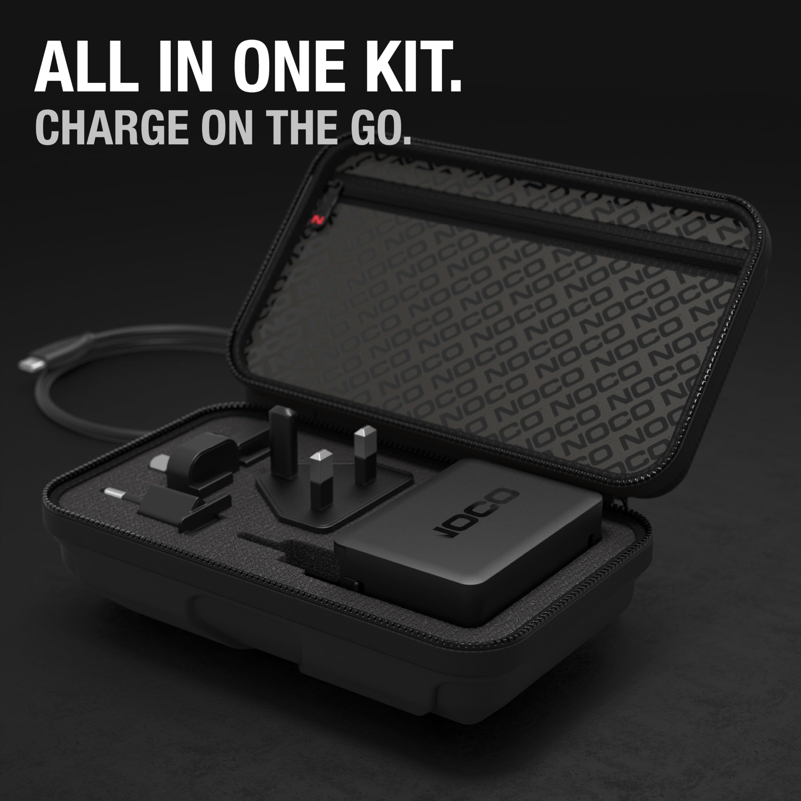 65W NOCO U65 USB-C Charger, Power Delivery (PD) Fast Portable Micro Wall Charger and International Travel Charger with Interchangeable Plugs for Apple, Google, Samsung, Microsoft and More