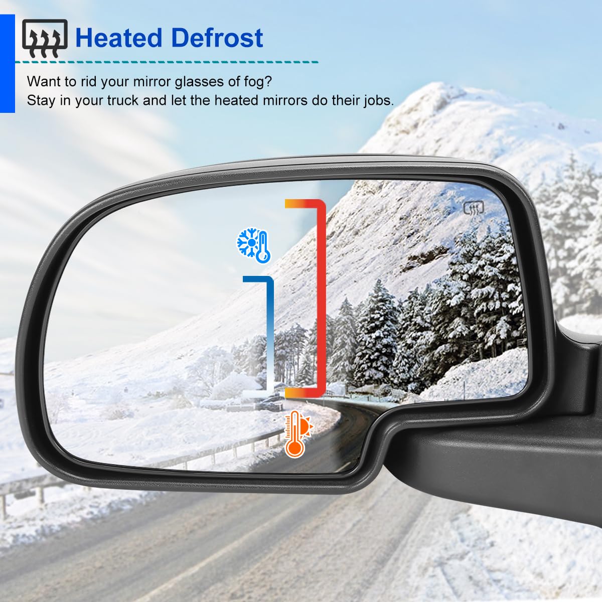 Spec-D Tuning Power Heated Left Driver Side Manual Fold Mirror Compatible with 1999-2002 Chevy Silverado, GMC Sierra