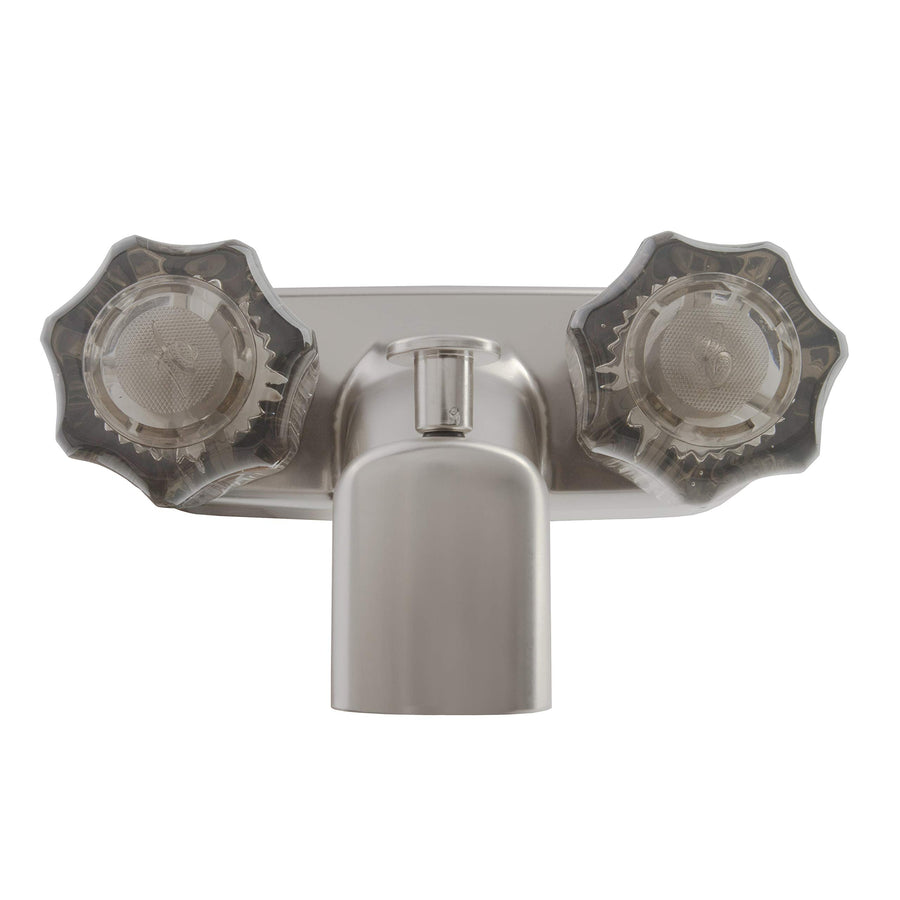 Dura Faucet RV Tub & Shower Faucet Valve Diverter DF-SA110S-SN with Smoked Acrylic Knobs (Brushed Satin Nickel)