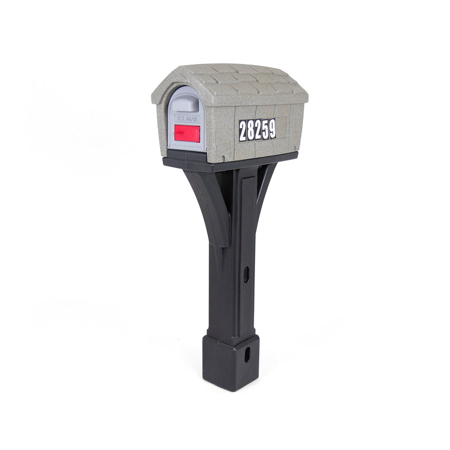 Simplay3 Mailbox & Post Mount Classic Residential Combo Kit with 2 Access Doors - Stone Gray/Black, Made in USA
