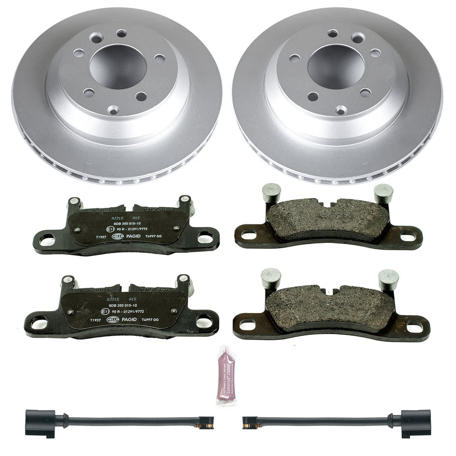 Power Stop Rear ESK5979 Euro-Stop Brake Kit Porsche Volkswagen and 2 Rear Sensor Wires For Porsche Cayenne 2011-2018, Volkswagen Touareg 2011-2017 [Model Specific]