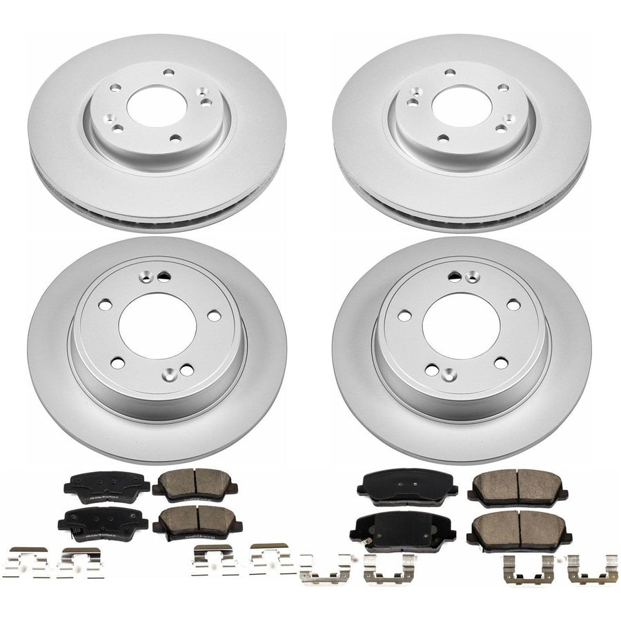 Power Stop CRK7583 Z17 Evolution Geomet Coated Brake Kit Front and Rear For Hyundai Veloster 2017, Kia Forte5 2017-2018 [Model Specific]