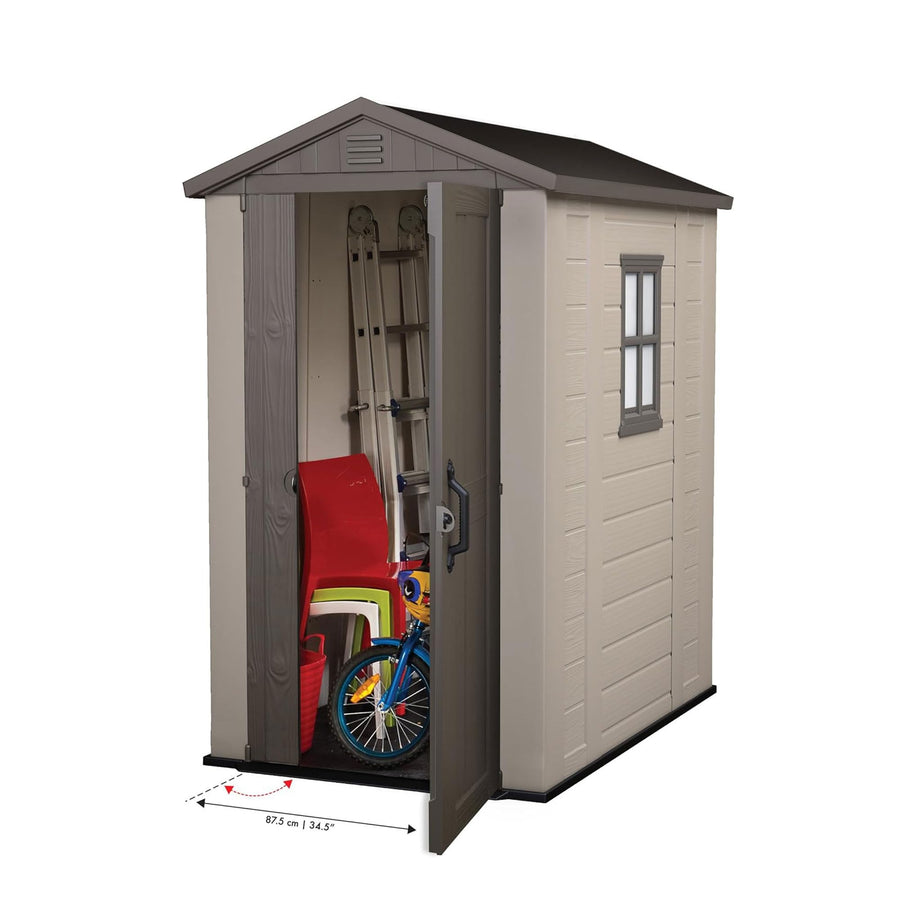 Keter 4x6 Factor Outdoor Storage Shed Kit-Perfect to Store Patio Furniture, Garden Tools, Bike Accessories, Beach Chairs and Push Lawn Mower