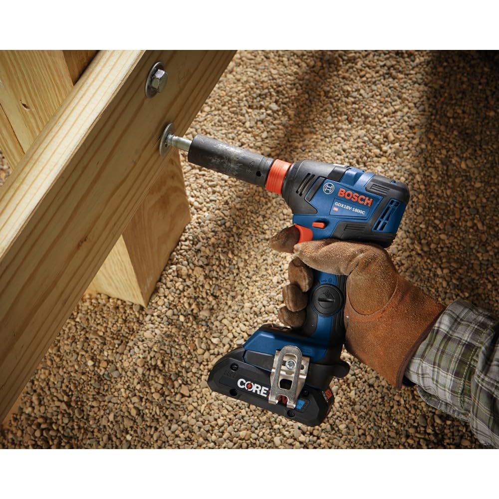 Bosch GXL18V-233B25 18V Combo Kit with 1/2 In. Hammer Drill/Driver, Two-In-One 1/4 In. and 1/2 In. Bit/Socket Impact Driver/Wrench and (2) CORE18V® 4 Ah Advanced Power Batteries