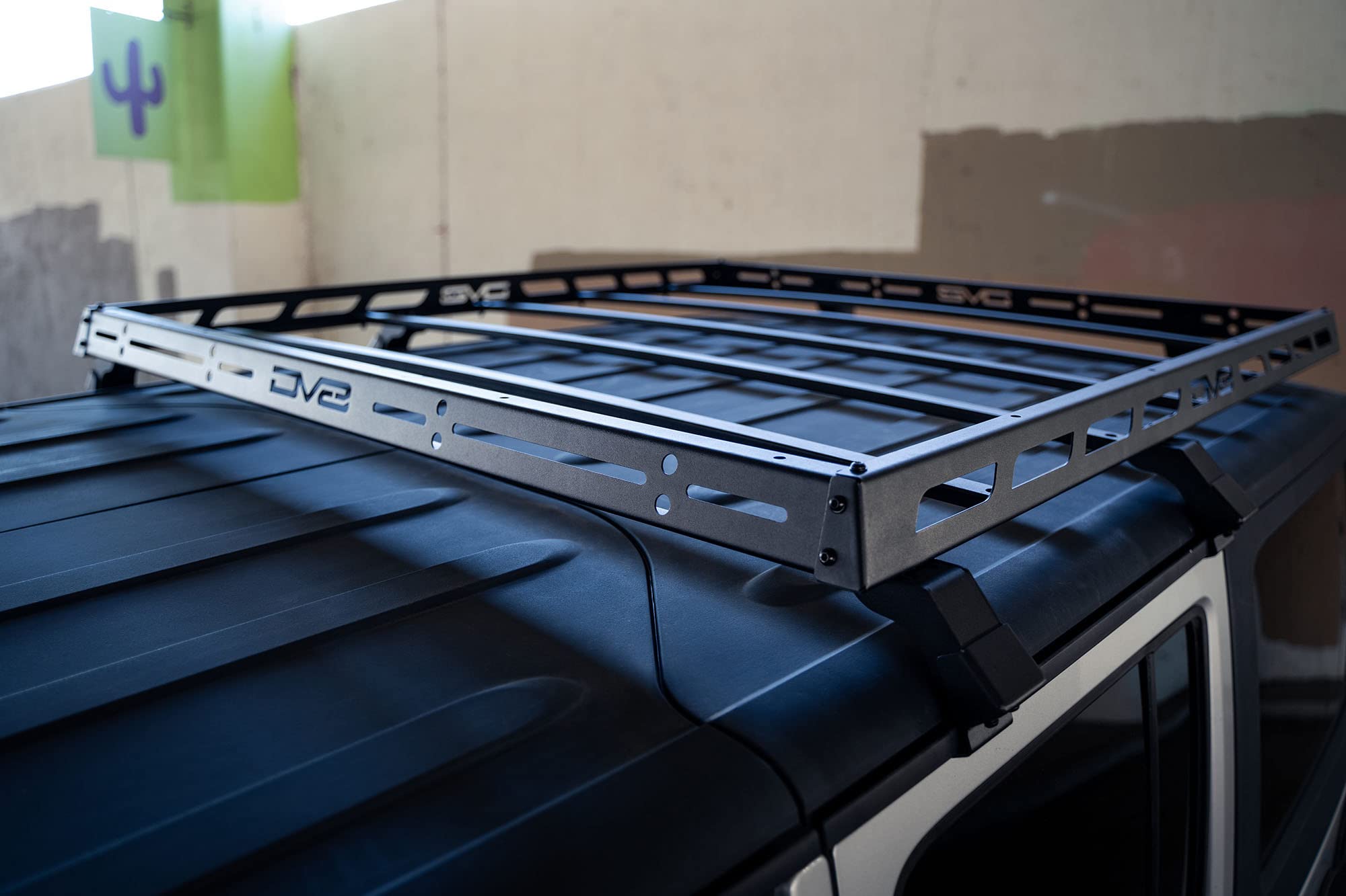Half-Length DV8 Offroad Roof Rack Compatible with 2007-2018 Jeep Wrangler JK 4-Door | Bolt-On Installation | Multiple Tie Down Points | 200 lb Capacity | Multiple Accessories