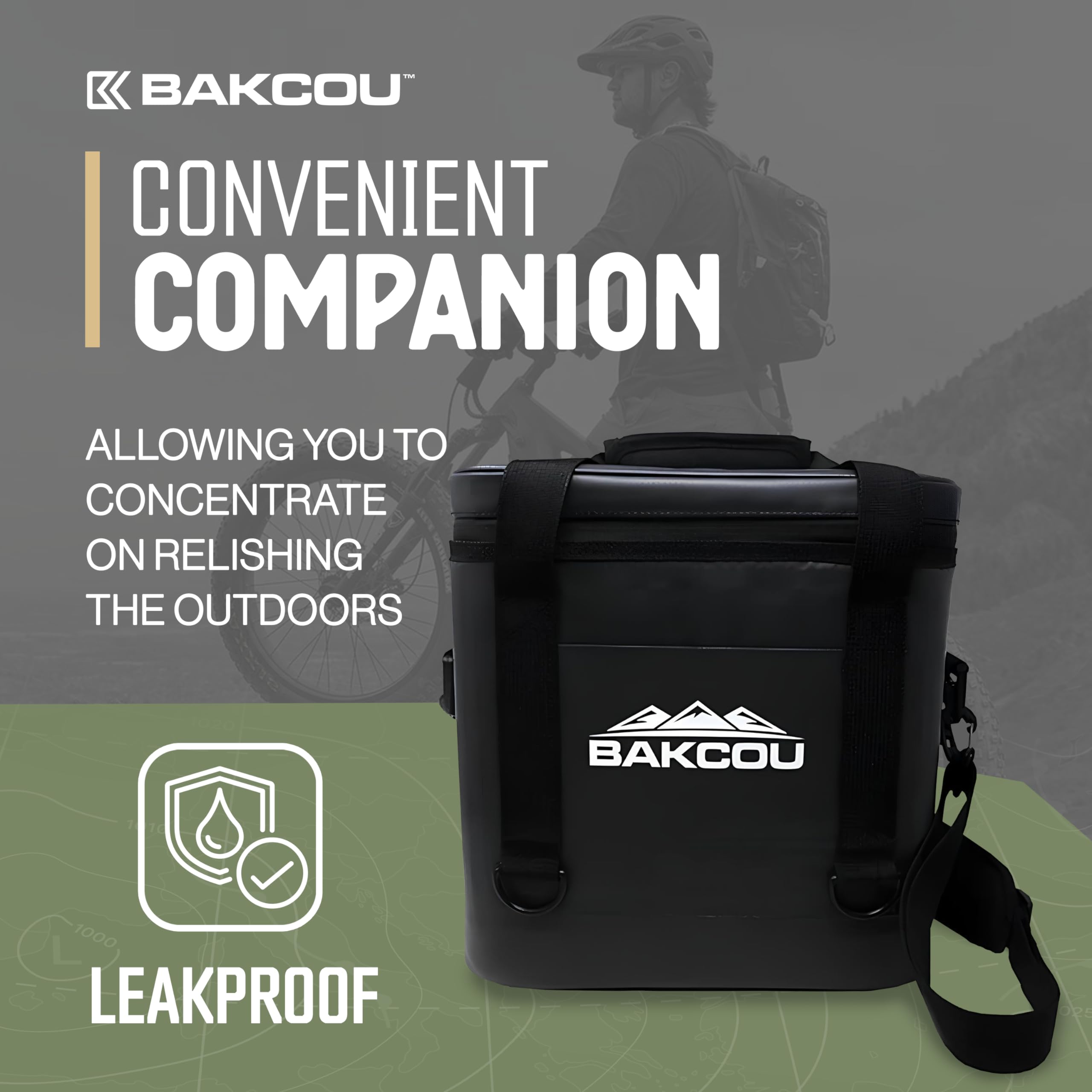Soft-Sided Bakcou Insulated Cooler Bag - Lightweight, Leakproof, and Durable. 12-Can Capacity, Ideal for Drinks, Snacks, or Picnics. Keep Your Drinks Cold Measures - 12 1/2" Tall x 12 1/2" Wide.