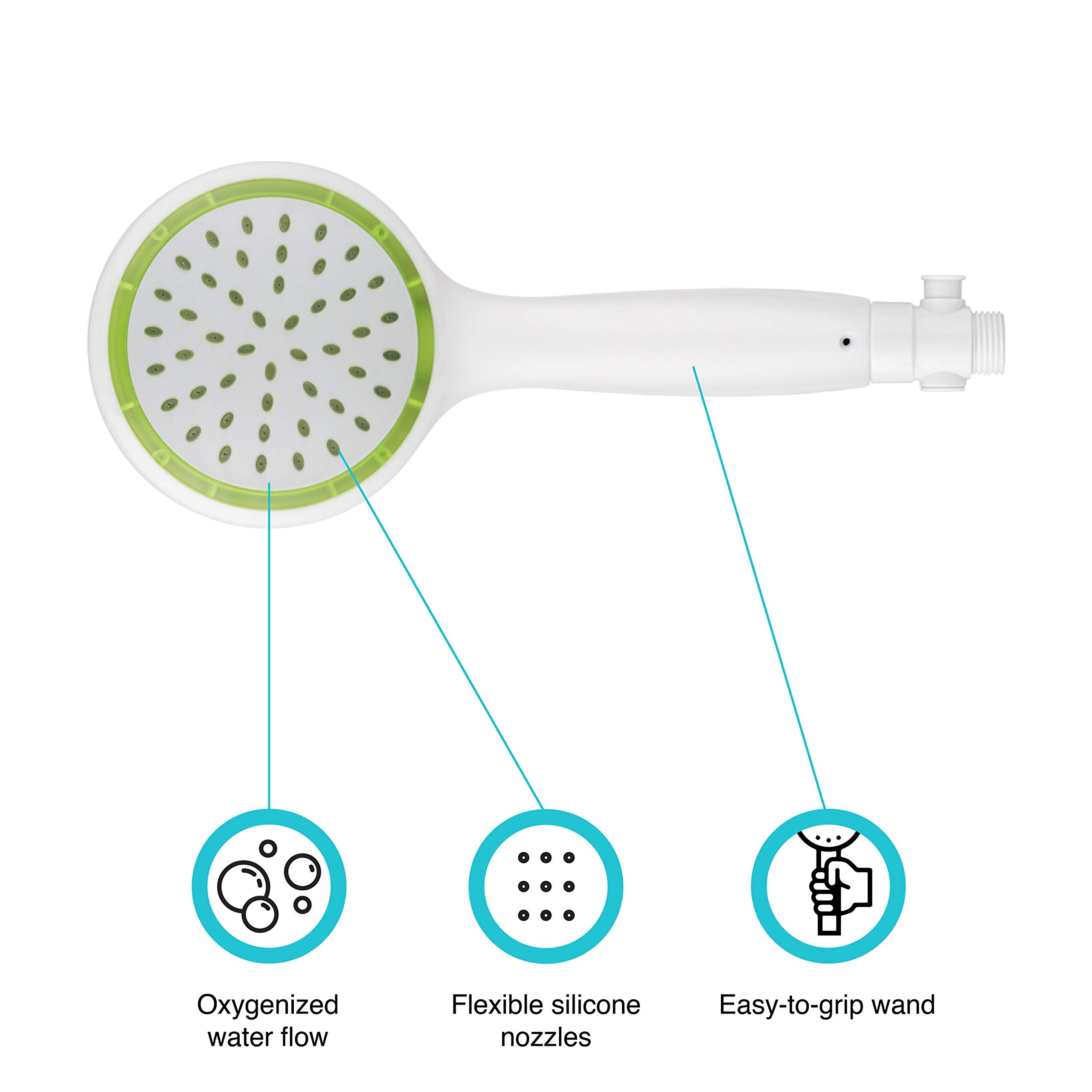 Dura Faucet RV Pressure Assist Hand Held Shower Kit with Air-Turbo Technology DF-SA470K-WT (White)