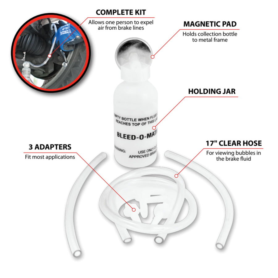 Brake Bleeder and Vacuum Pump Kit Performance Tool W80625 with Magnetic Pad and Adapters for Easy Air Bleeding of Brake Lines