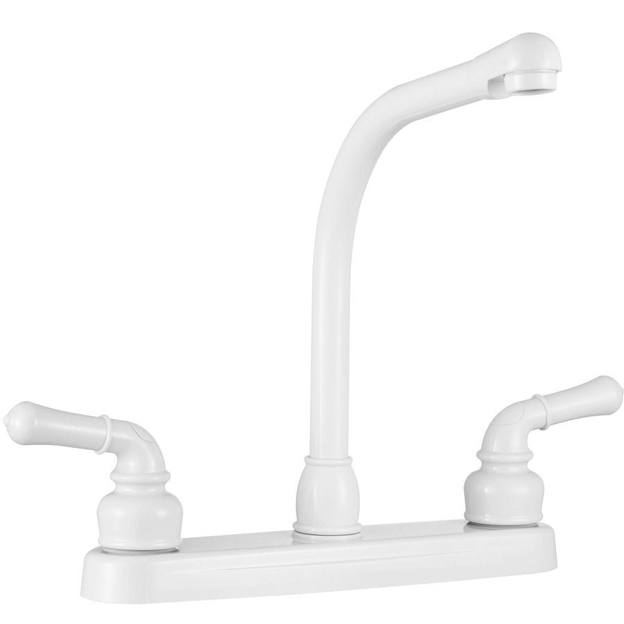 Dura Faucet Hi-Rise DF-PK210C-WT Kitchen Sink Faucet with Classical Levers (White)