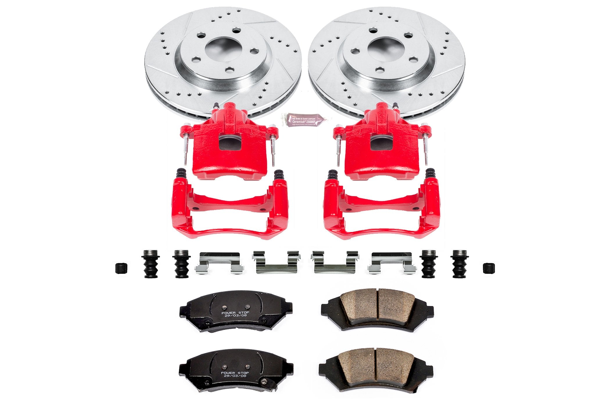 Power Stop Z23 KC5137 Evolution Sport 1-Click Brake Kit with Powder Coated Calipers (Brake Pads, Drilled/Slotted Rotors)