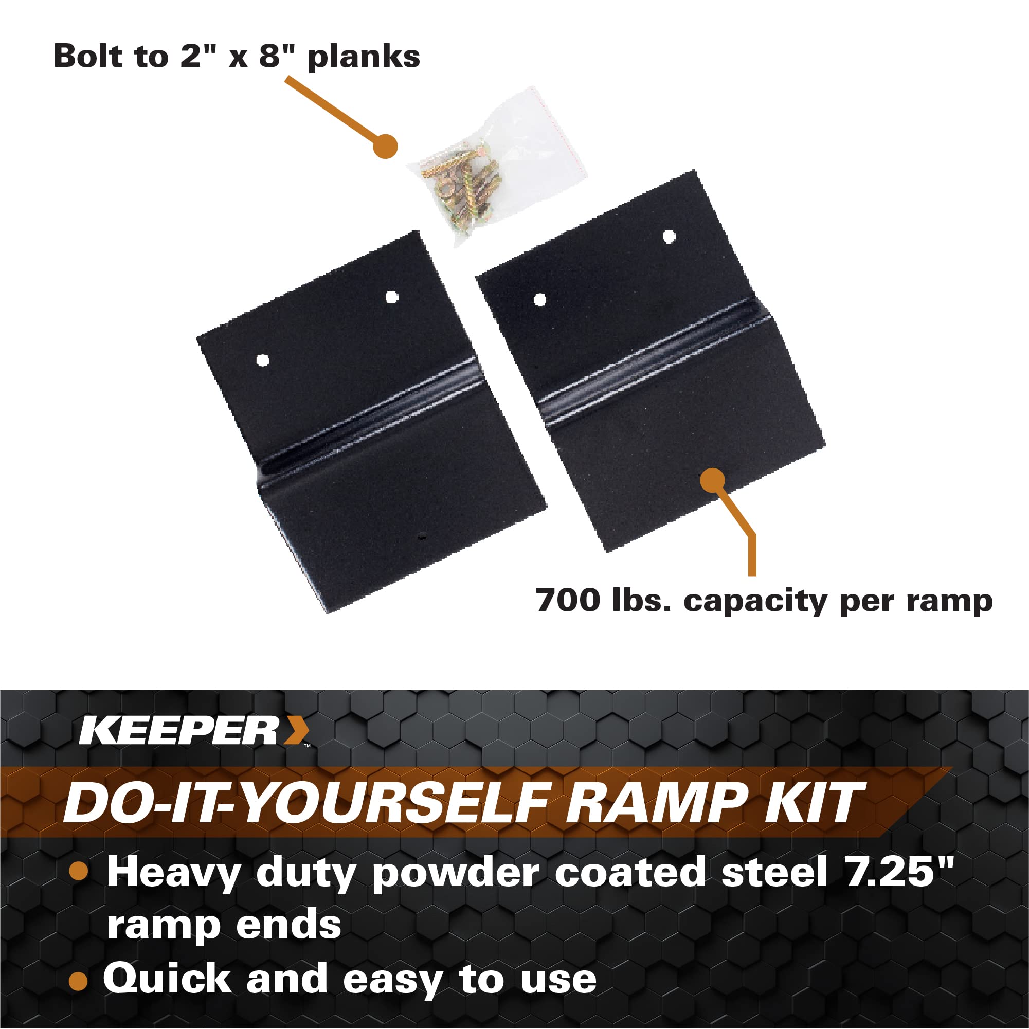 Keeper Do It Yourself 05674-6 Ramp Kit, Black - Safely Load Motorcycles, Tractors, ATVs, and Other Wheeled Transports On and Off Your Vehicle