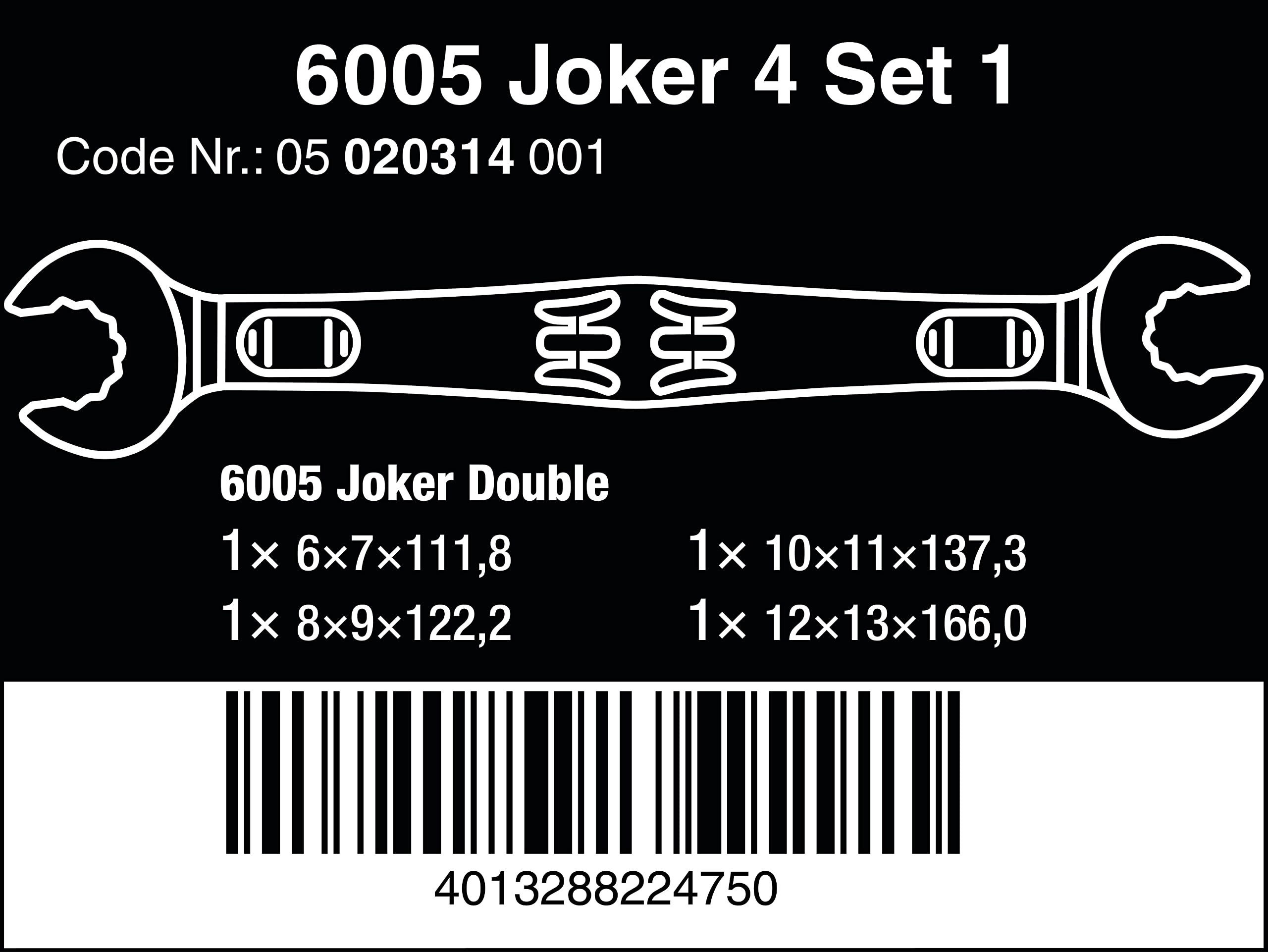 4 SET 1 DOUBLE OPEN-ENDED WRENCH SET 6005 JOKER, 4 PIECES
