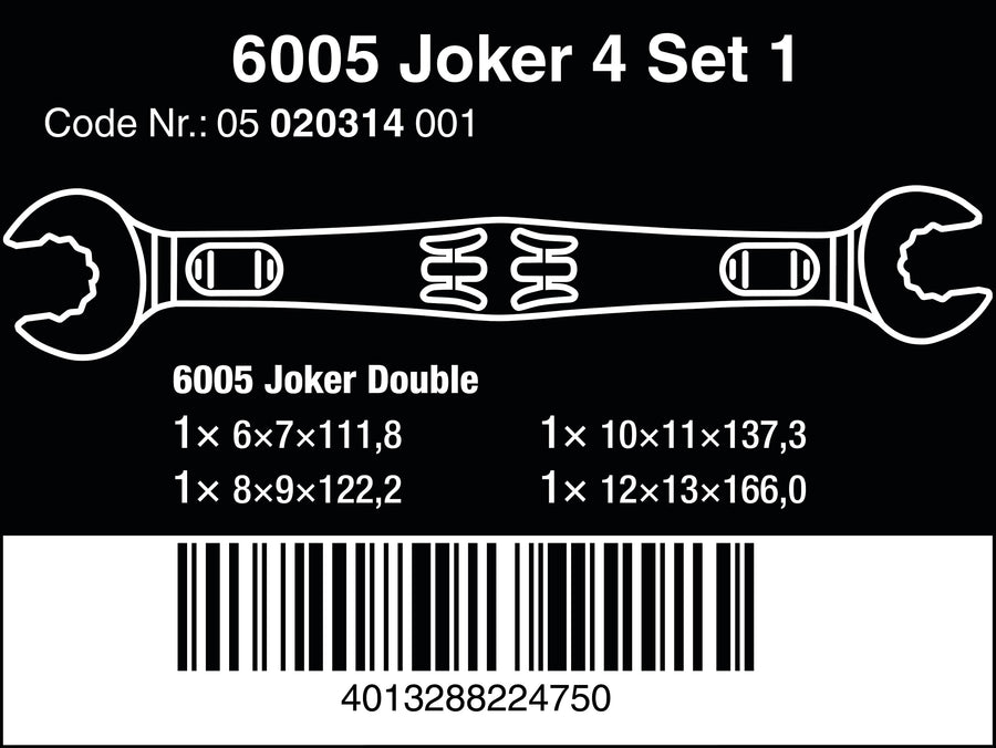 4 SET 1 DOUBLE OPEN-ENDED WRENCH SET 6005 JOKER, 4 PIECES