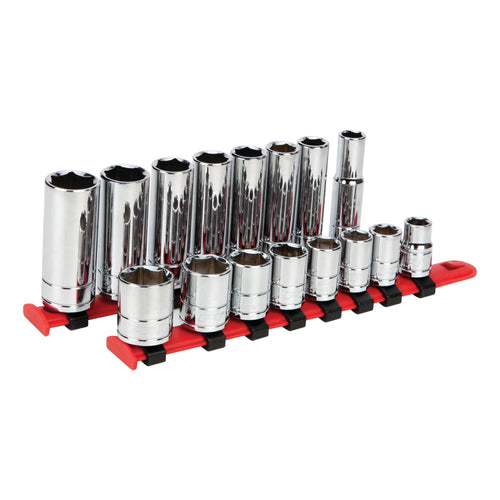 3/8-Inch Drive Performance Tool W38305 SAE Socket Set, 16 Piece, with Standard and Deep Wall 6pt Sockets