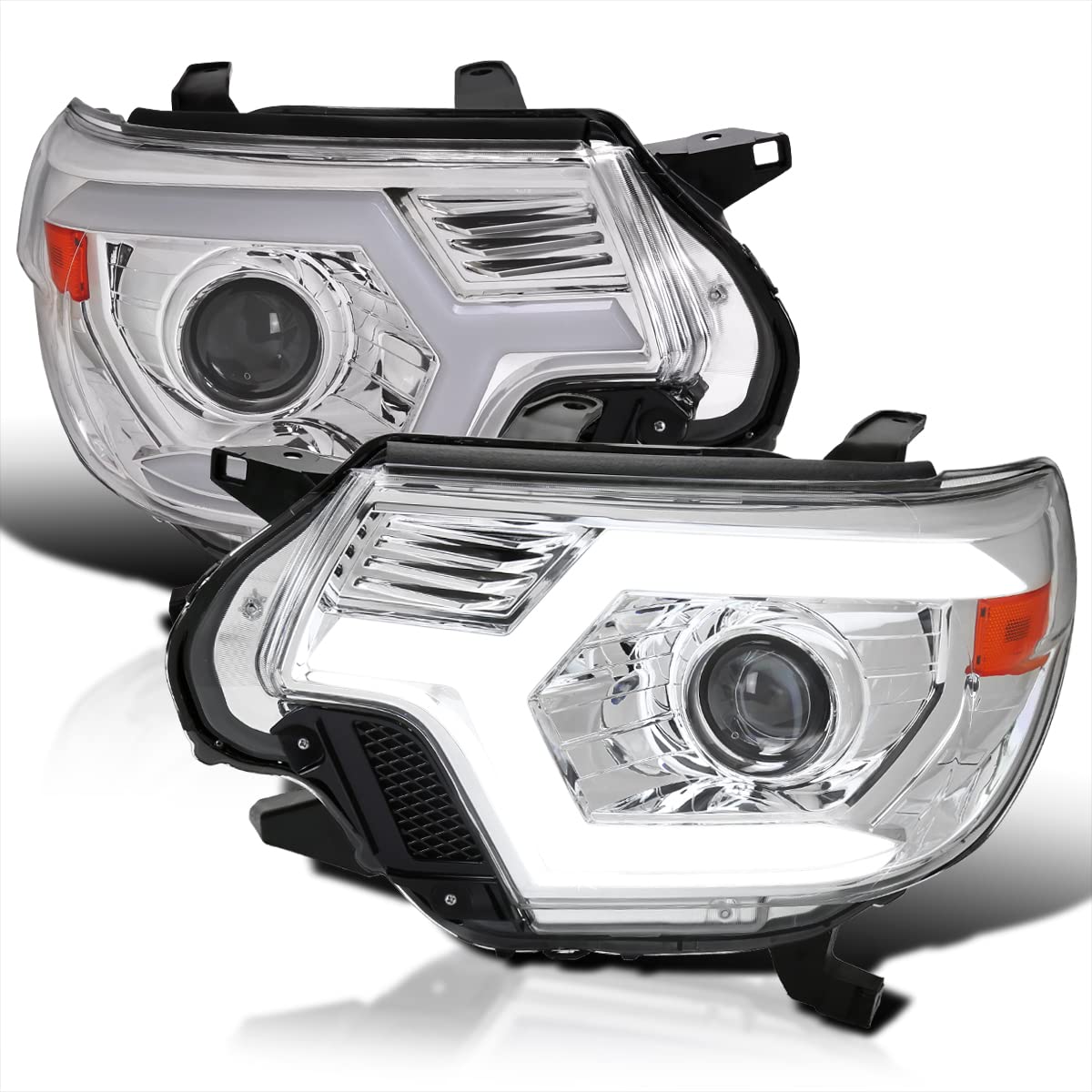 Spec-D Tuning Sequential Switchback LED Signal Bar Projector Headlight Compatible with 2012-2015 Toyota Tacoma Left + Right Pair Headlamps Assembly