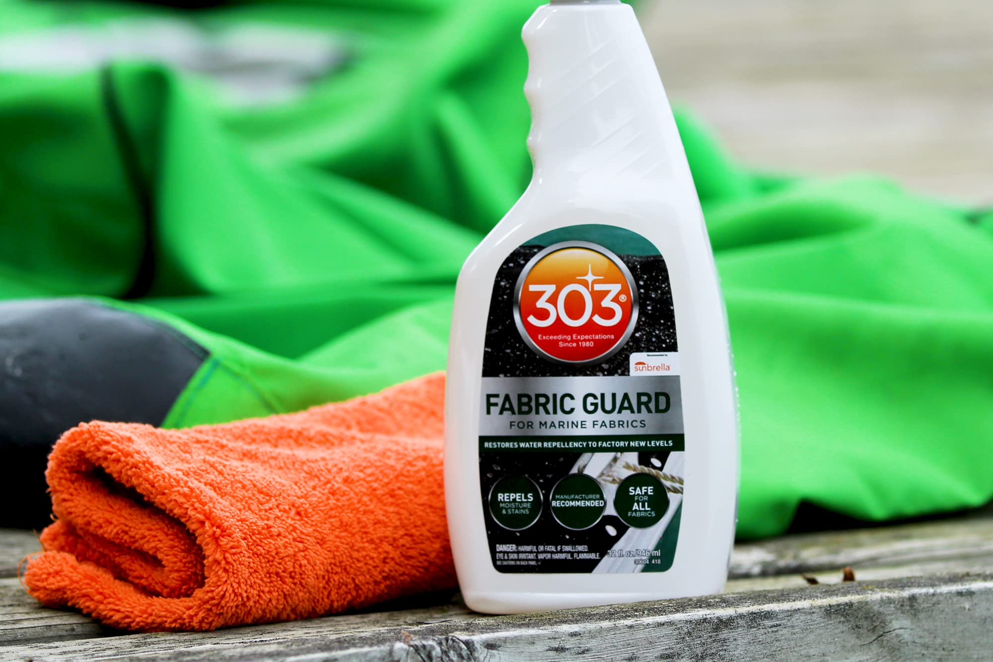 303 Marine Fabric Guard - Restores Repellency Water and Stain To Factory New Levels, Simple and Easy To Use, Manufacturer Recommended, Safe For All Fabrics, 32oz (30604CSR)