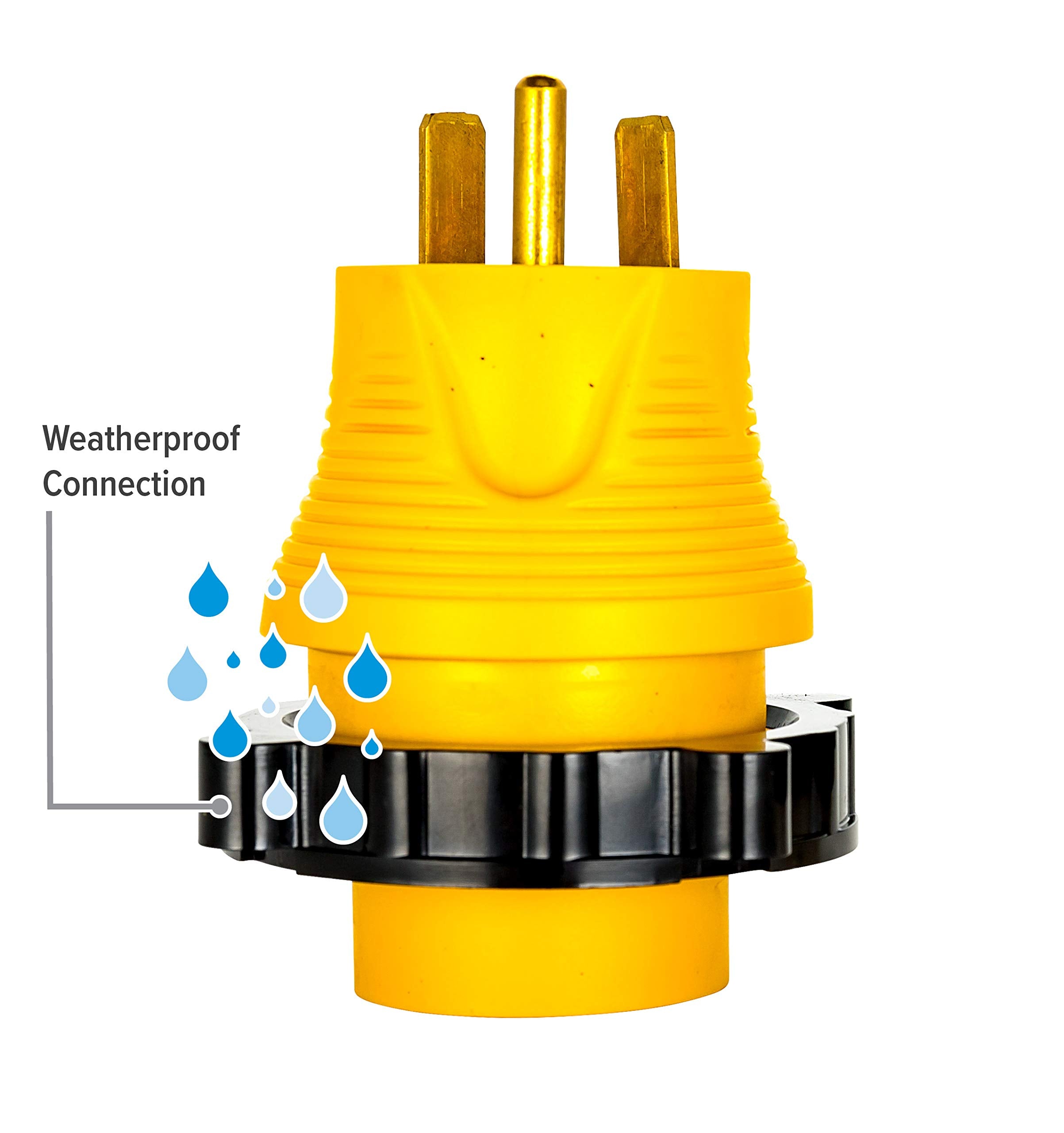 Camco 30A-50A Power Grip RV Locking Adapter | Compatible with 50-Amp Locking Plugs | Weatherproof Connection | 125 Volt / 3750 Watt (55643)