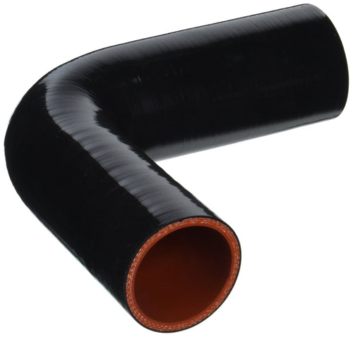 HPS Silicone High Temperature 4-ply Reinforced 90 degree Elbow Reducer Coupler Hose HTSER90-187-212-BLK, 55 PSI Maximum Pressure, 4" Leg Length on each side, 1-7/8" > 2-1/8" ID, Black