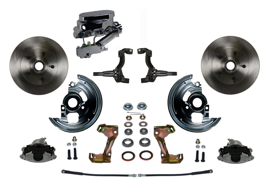 Brakes Leed Manual Front Disc Brake Conversion With Chrome Aluminum Flat Top M/C Disc/Drum Side Mount