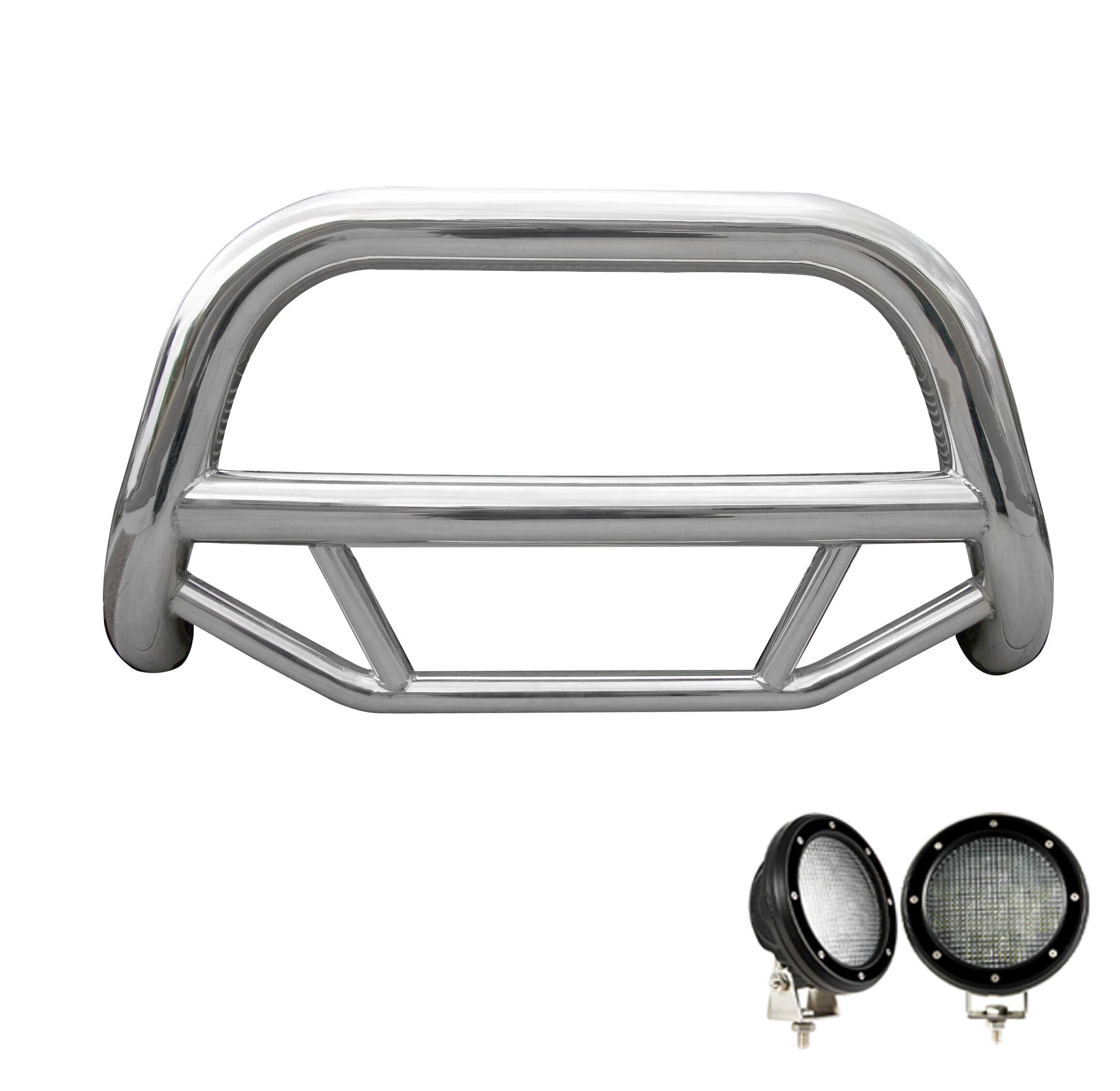 Max Bull Bar Kit Black Horse No Skid Plate Stainless Steel Compatible with 2022-2024 Hyundai Tucson-MBS-B7102-PLFB