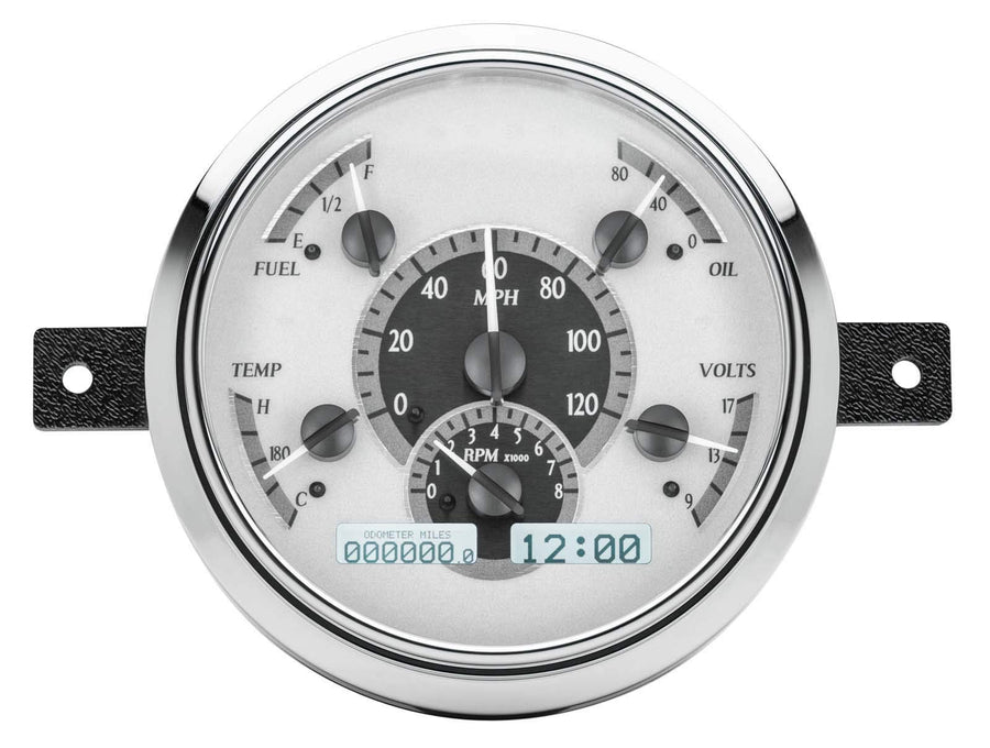 Dakota Digital VHX-49F-S-W Analog Dash Gauges System Compatible with 1949-50 Ford Car Silver Alloy White Backlighting