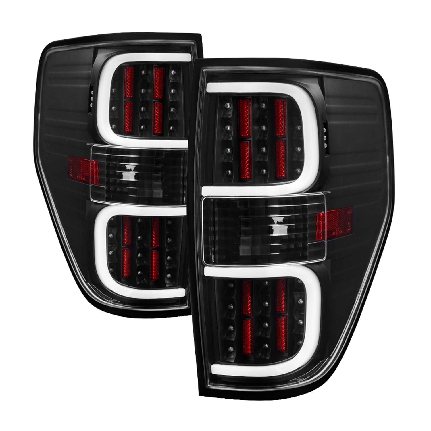 Black Fiber Optic Led Tail Lights Spyder 5082169 Alt-On-Ff15009-Lbled-Bk
