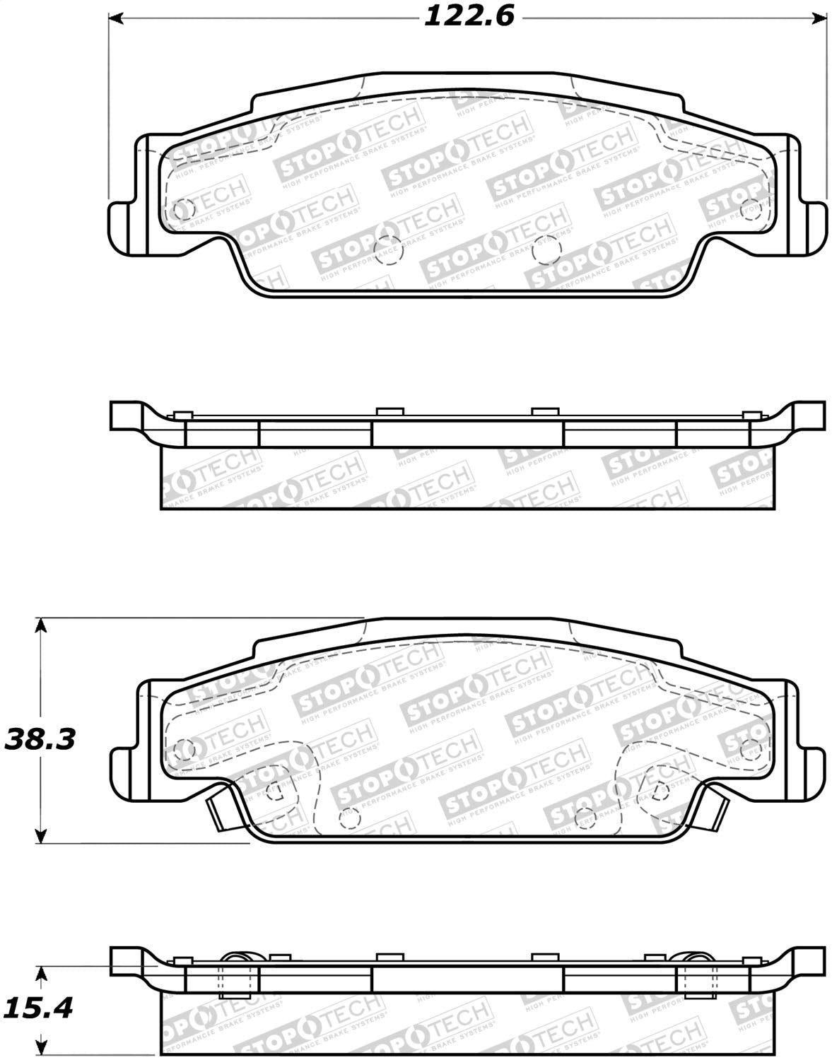 Rear StopTech 308.09220 Brake Pads with Shims and Hardware Street
