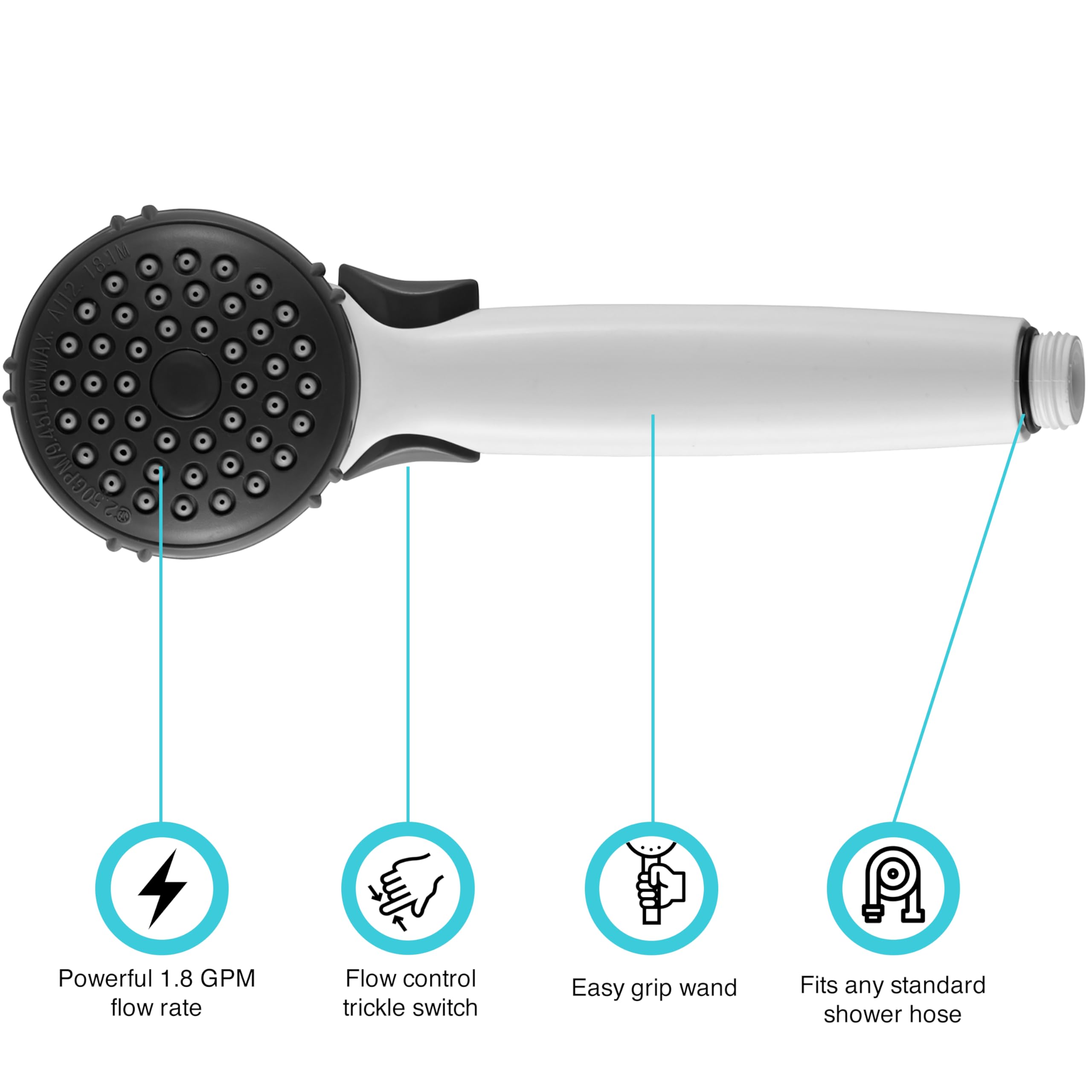 Dura Faucet RV Hand Held Shower Head DF-SA400K-WT, Stainless Steel Hose Kit (White)