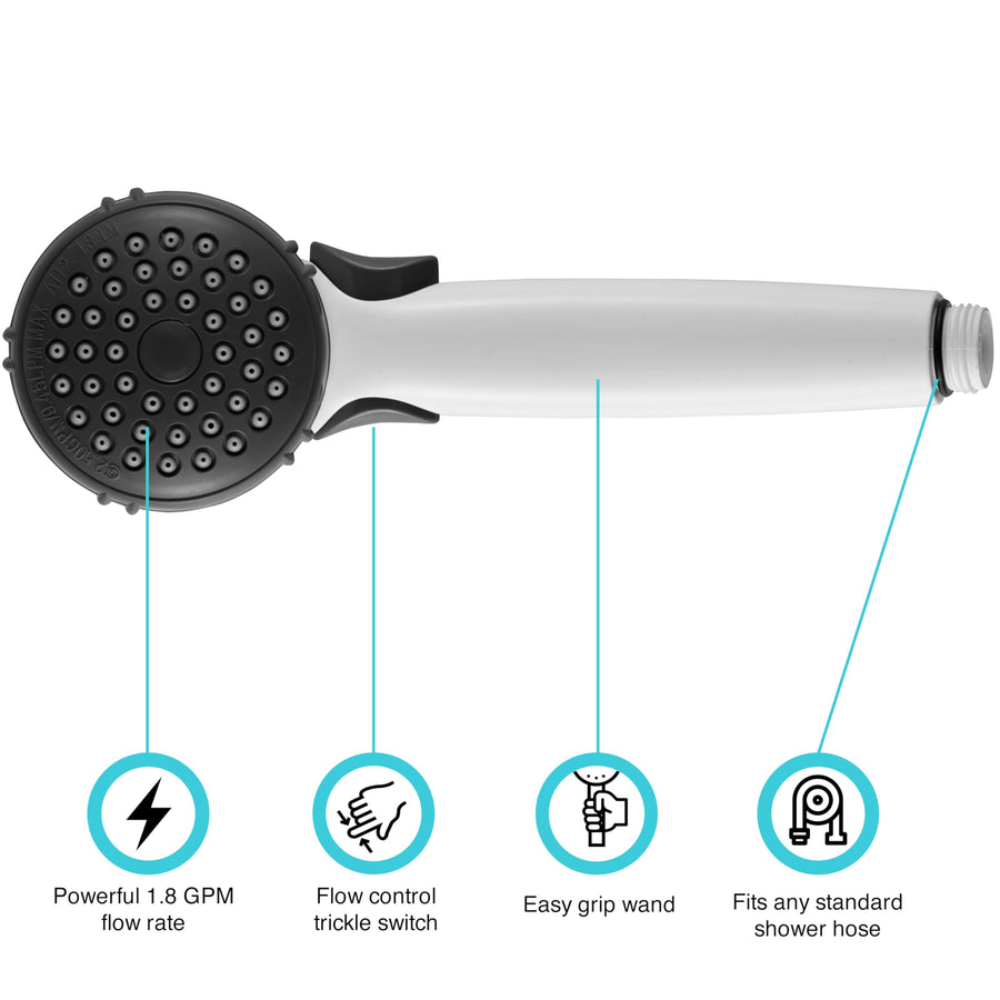 Dura Faucet RV Hand Held Shower Head DF-SA400K-WT, Stainless Steel Hose Kit (White)