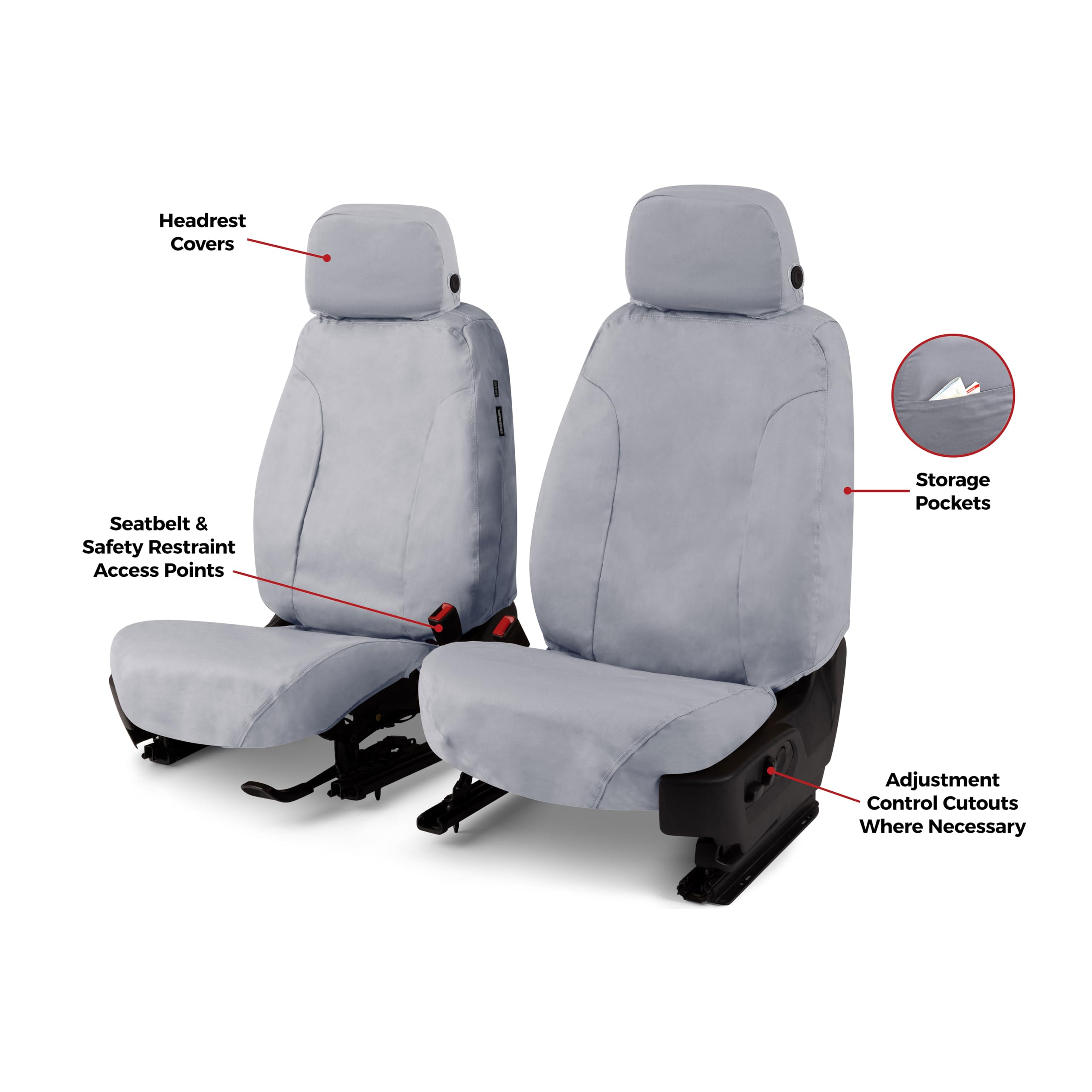 Covercraft Custom Polycotton Seat Covers | Fits 2022-2025 Nissan Pathfinder (excludes Platinum) | 1st Row Bucket Seats, Grey