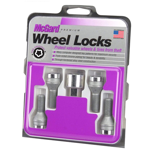 Chrome Bolt Style MCGARD 27205 Cone Seat Wheel Locks (M14 x 1.5) - Set of 4, 4 Locks / 1 Key