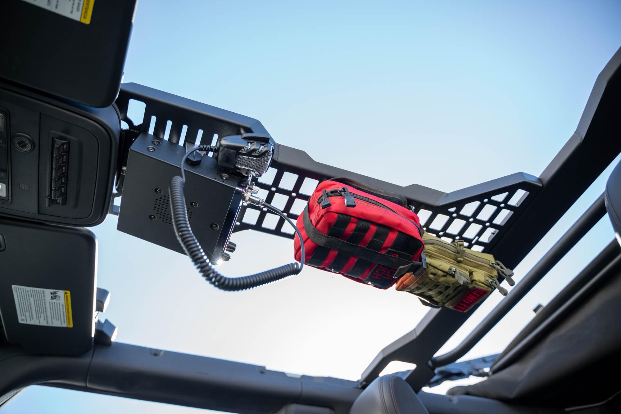 DV8 Offroad Molle Panel Overhead for The 2021-2025 Ford Bronco Soft Top & Hard Top 4-Door Models | Great for Molle Bags, CB/Race Radio, Phone Holders, Holster, Sheaths & More | Rear Grab Handle