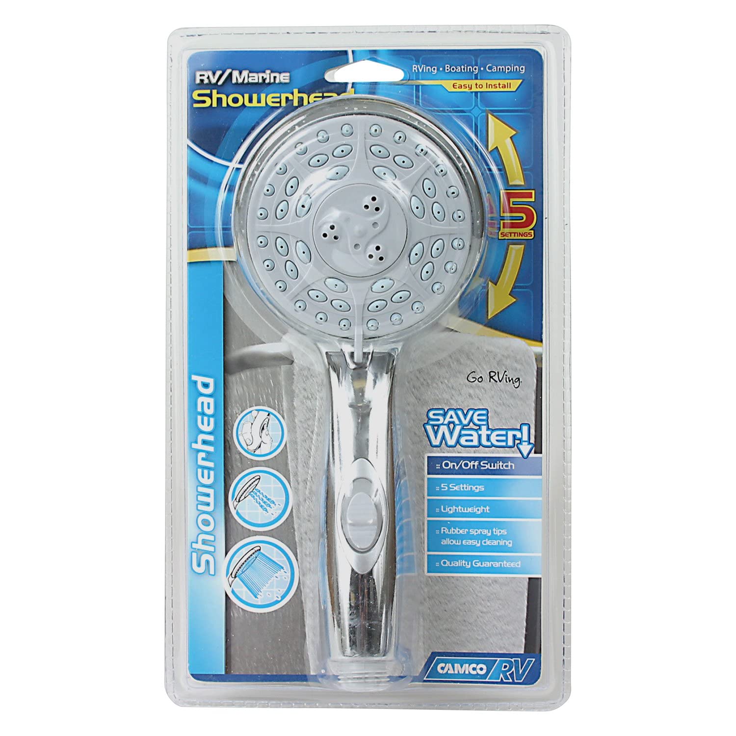 RV Shower Head Camco 43710 with On/Off Switch (Chrome)