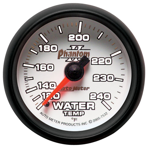 Auto Meter Phantom II 7532 2-1/16" 120-240 Degree F Mechanical Water Temperature Gauge