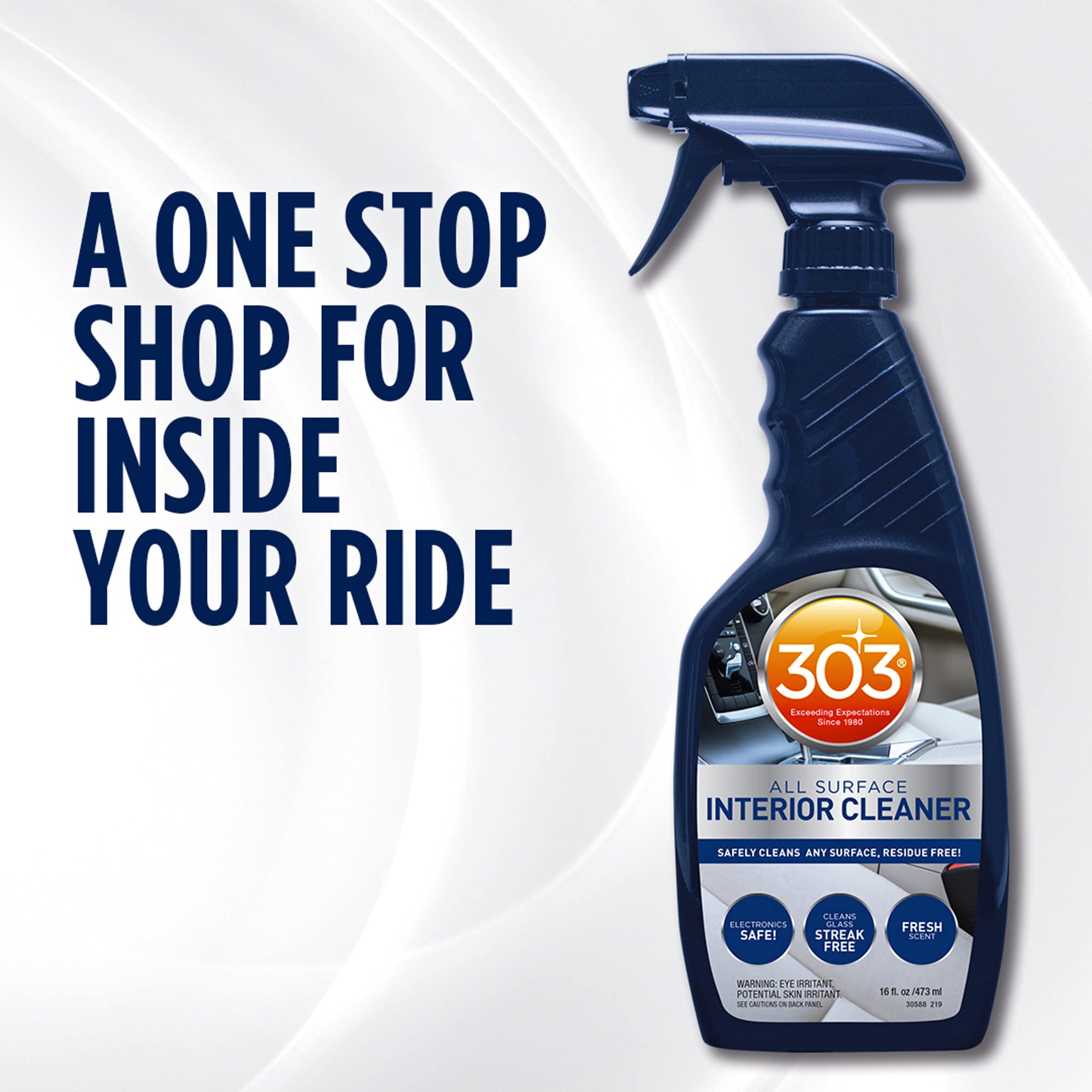 Interior Cleaner 303 Products - Cleans Any Surface Easily, Residue Free - Great for Use on Touch Screens, Including LCD - Cleans Glass Streak Free, 16 fl. oz. (30588)
