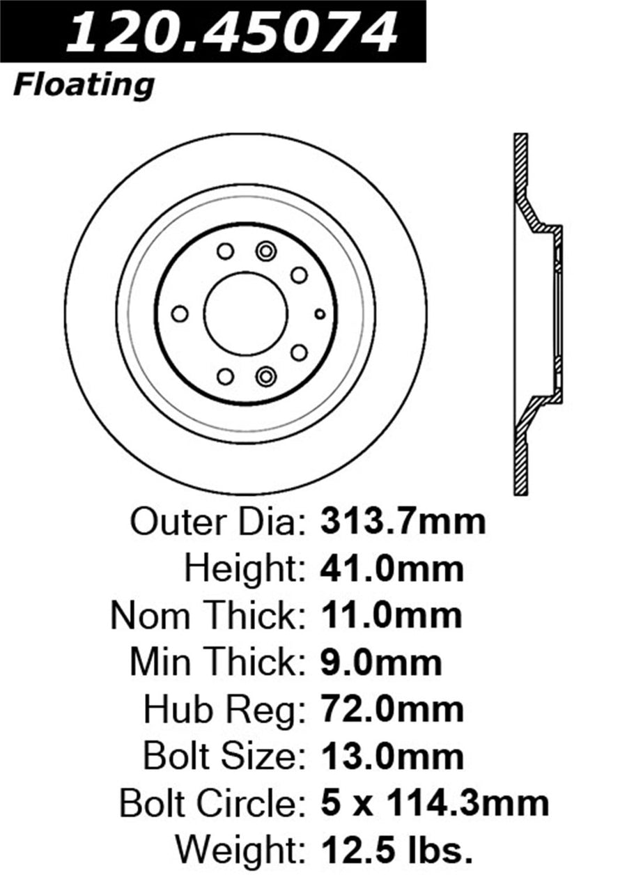 126.45074SL Power Slot Centric Slotted Brake Rotor
