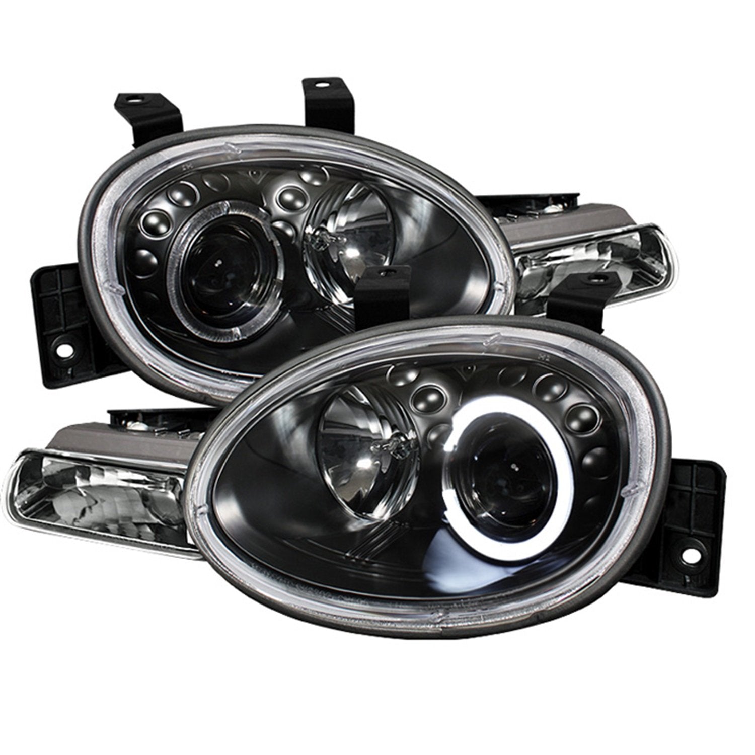 Dodge Neon 95-99 / Plymouth Neon 95-99 Spyder Auto 5017420 Projector Headlights - LED Halo - Black - High H1 (Included) - Low H1 (Included)