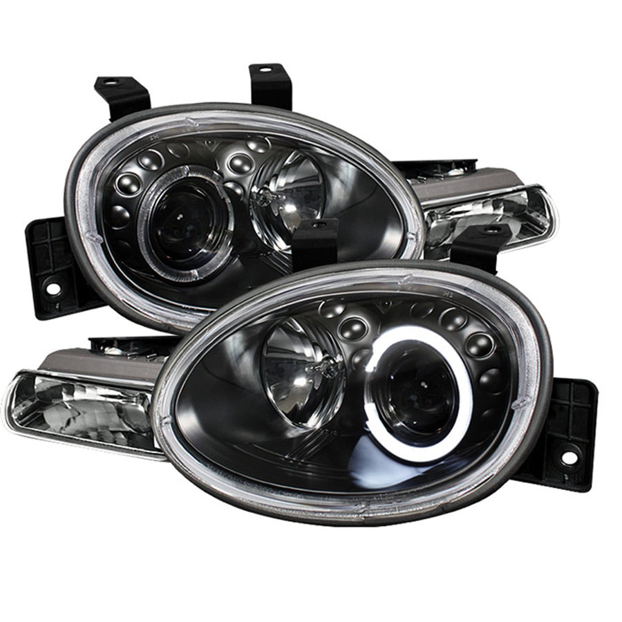 Dodge Neon 95-99 / Plymouth Neon 95-99 Spyder Auto 5017420 Projector Headlights - LED Halo - Black - High H1 (Included) - Low H1 (Included)