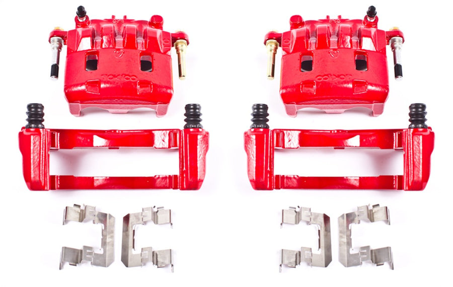 Power Stop Pair of High-Temp Red Powder Coated Front Calipers for Crosstrek, Forester, Impreza, Legacy, Outback, WRX, XV Crosstrek [Model Specific]