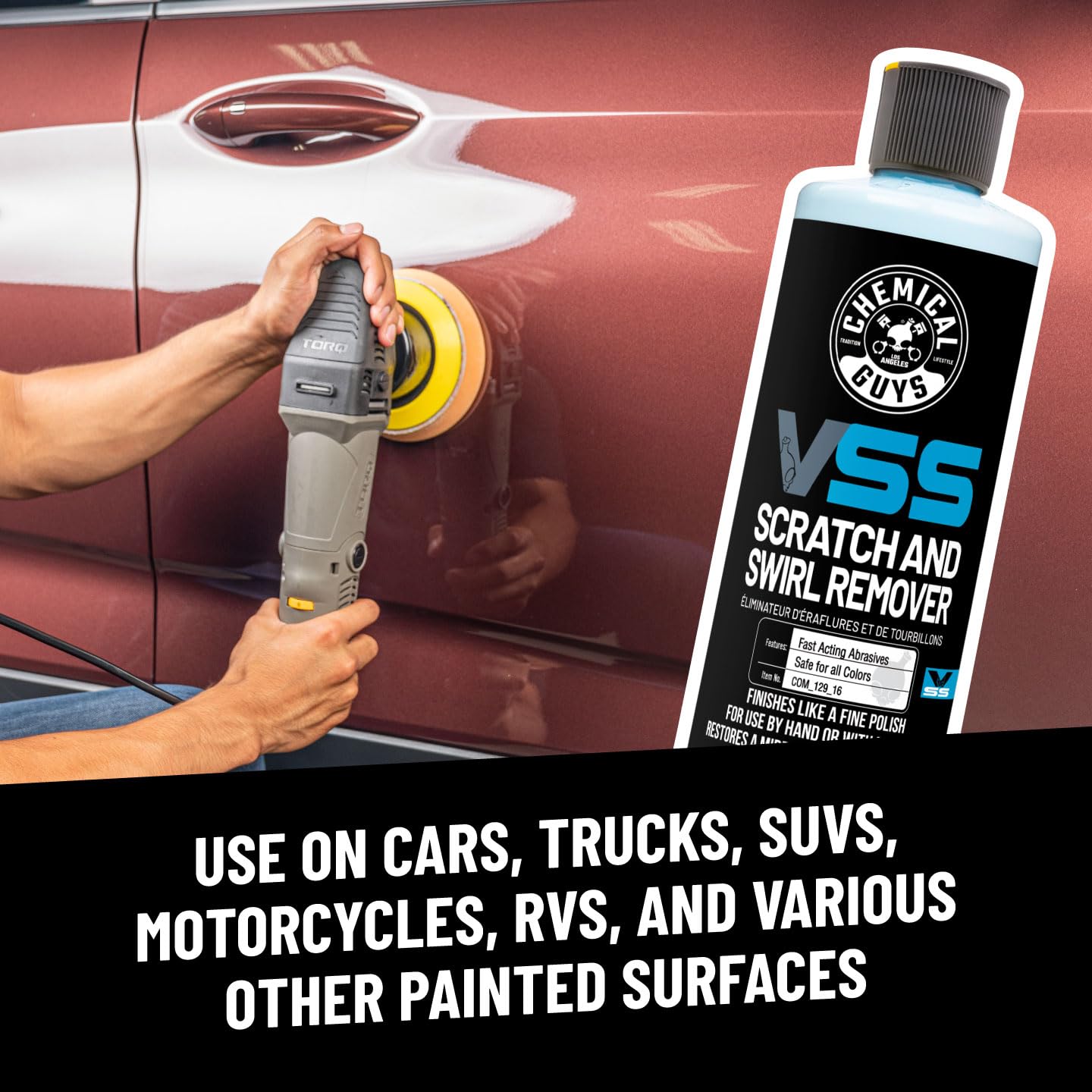 VSS One-Step Chemical Guys Scratch and Swirl Remover - Compound and Polish for Restoring Gloss to Paint, Car Scratch Remover, Works on Cars, Trucks, SUVs, Motorcycles, RVs & More - 16 oz