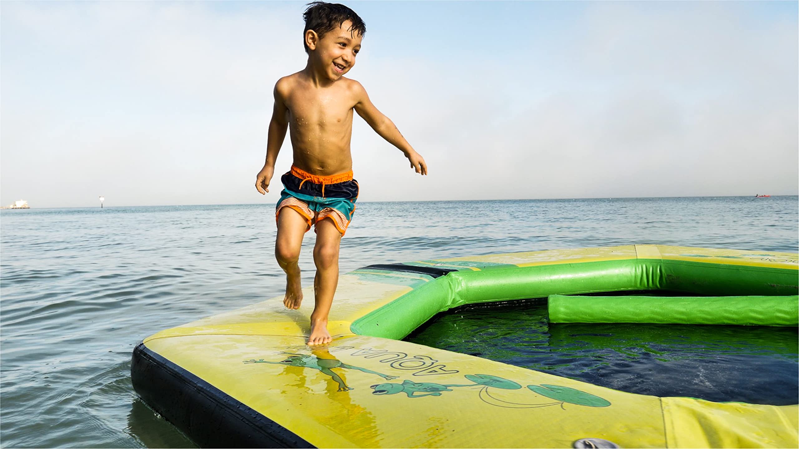 Aqua Lily Pad WateRaft Inflatable Floating Dock (12’ x 10’ Hexagon) Air Dock Platform Floating Island Raft with Surface for Pool Beach Ocean