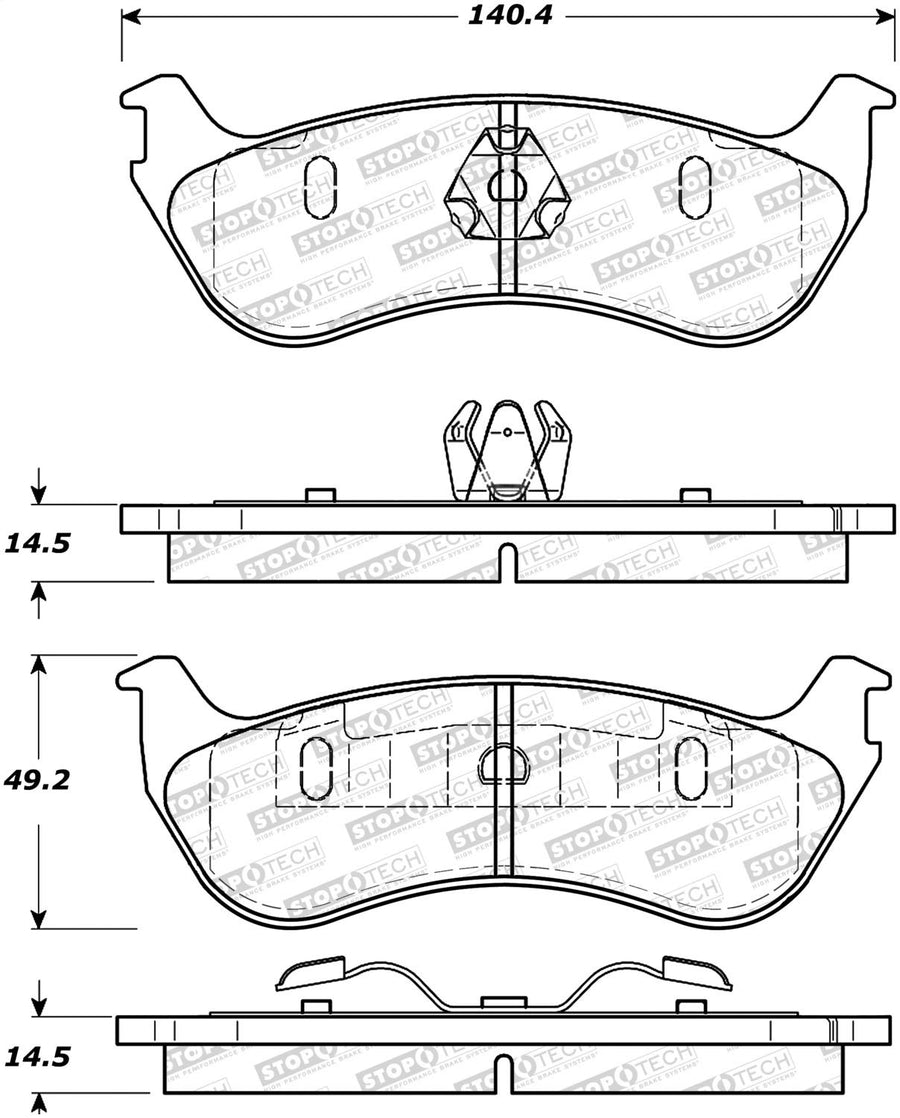 Rear StopTech 308.08810 Brake Pads with Shims and Hardware Street