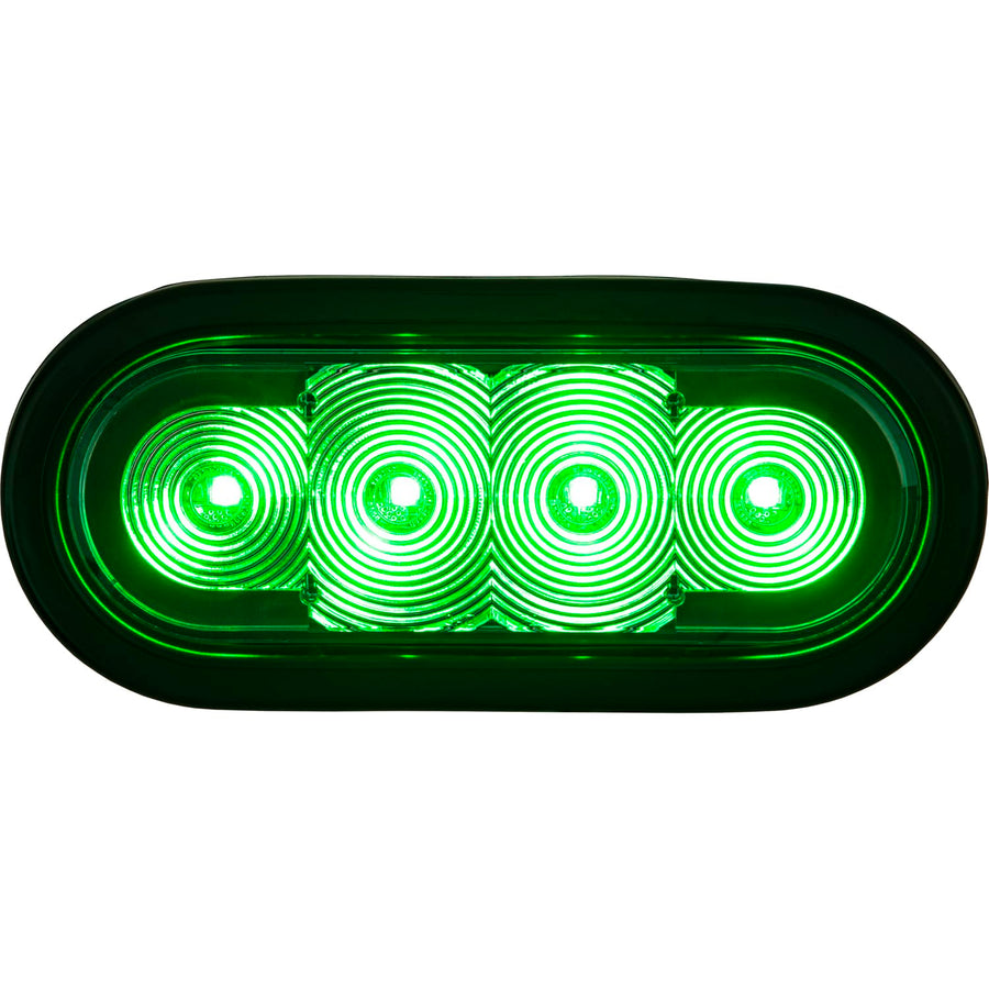 Buyers Products 6 Inch SL62GO - LED Oval Strobe Light for Trucks, Emergency & Trailer Lights – Green LEDs with Clear Lens, SAE J595 Class 1, IP67 Waterproof, 12–24V, 5-Year Warranty